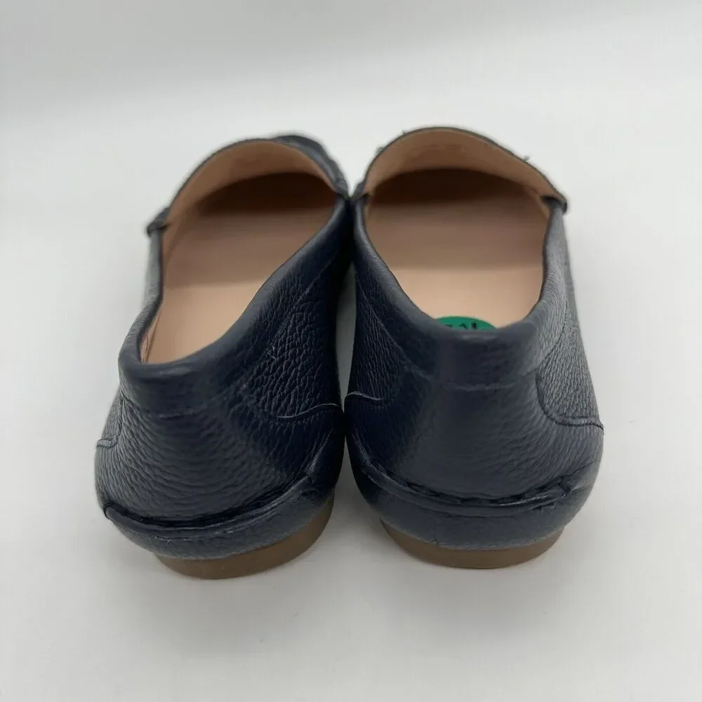 Kate Spade Carmen Leather Moccasin Loafer Women Size 7.5 Navy Blue
